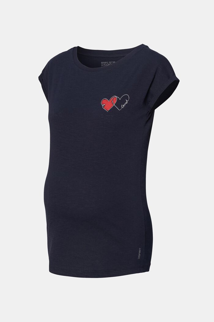 T-Shirt mit Herz-Print, Bio-Baumwolle, NIGHT SKY BLUE, detail image number 4