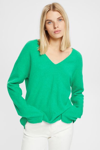 V-Neck-Pullover aus Wollgemisch
