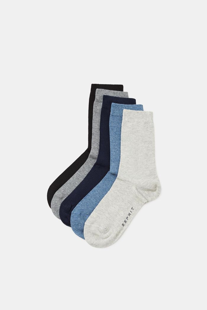 5er-Pack einfarbige Socken, GREY/BLUE COLORWAY, detail image number 0