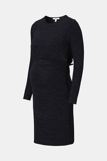 Meliertes Jerseykleid mit Stillfunktion, BLACK, overview