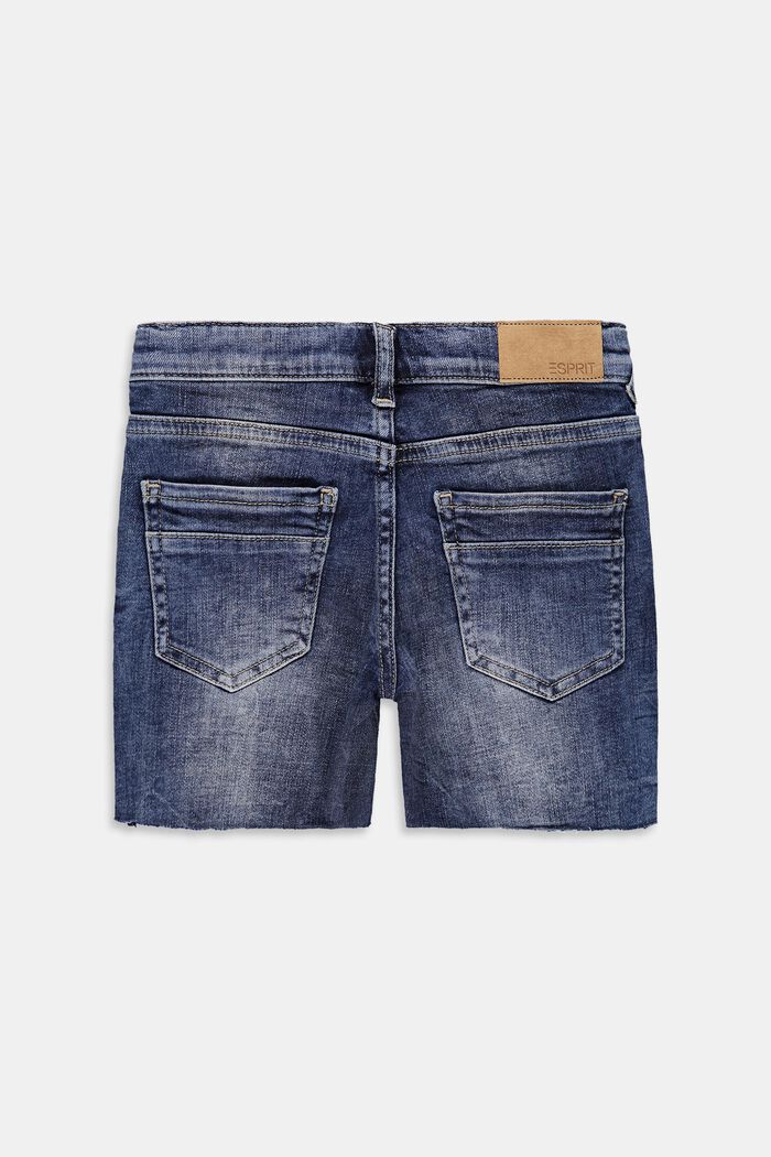 Jeans-Shorts im Used-Look mit Verstellbund, BLUE MEDIUM WASHED, detail image number 1