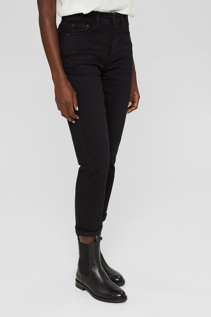Cropped Jeans aus Baumwoll-Stretch, BLACK DARK WASHED, detail image number 0