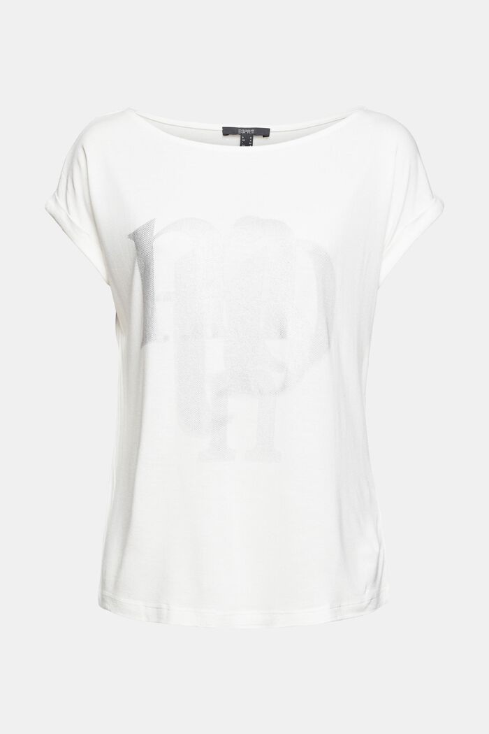 Shirt mit Metallic-Print, LENZING™ ECOVERO™, OFF WHITE, overview