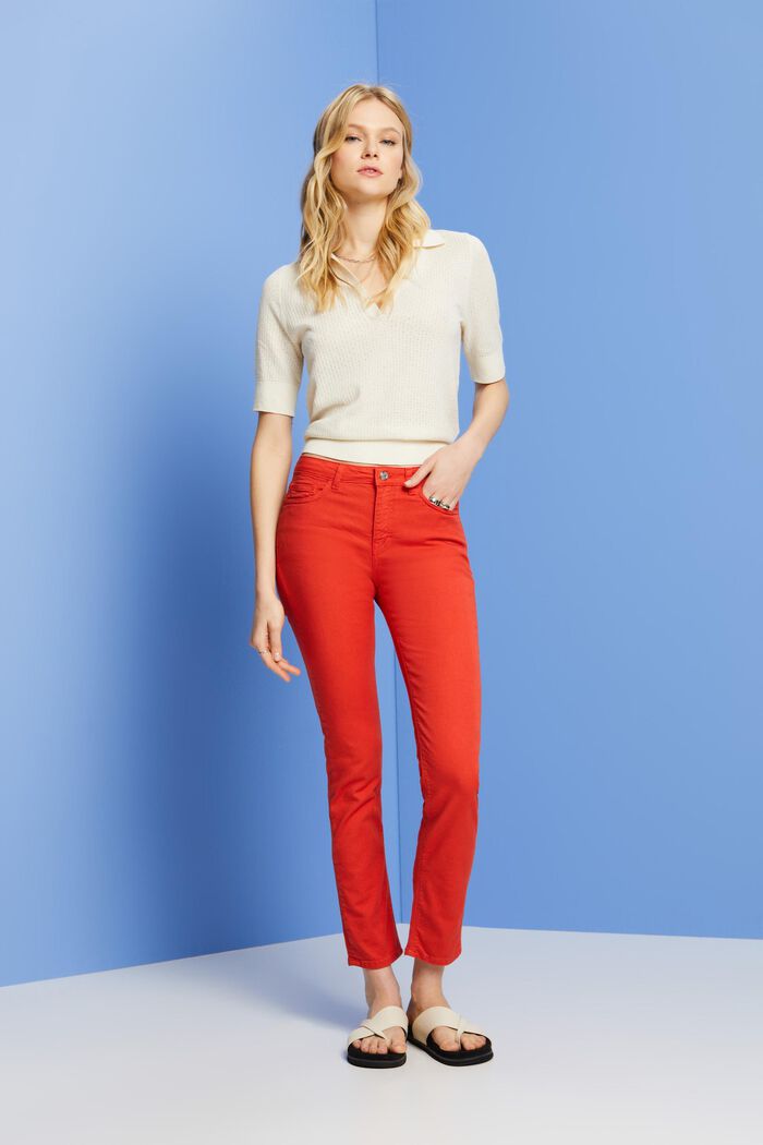 Slim-Fit-Jeans mit mittlerer Bundhöhe, ORANGE RED, detail image number 5