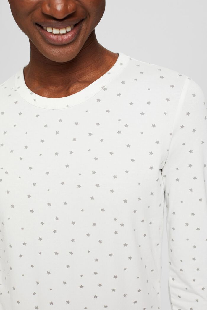 Longsleeve mit Sternen-Print, Organic Cotton, OFF WHITE, detail image number 2