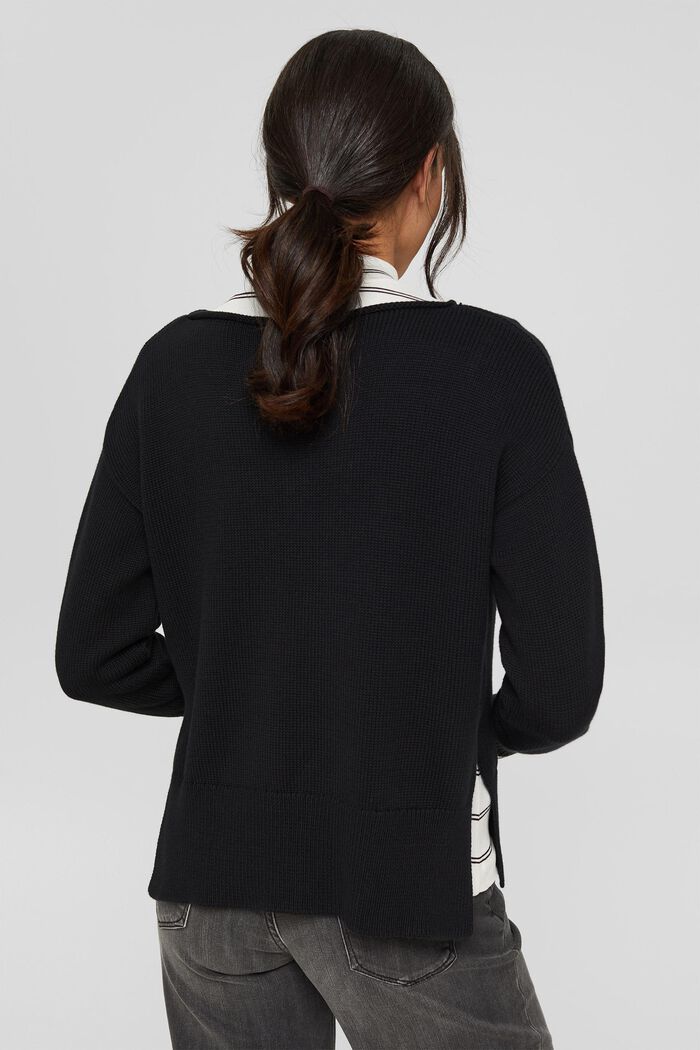Pullover mit Rollsaum, 100% Baumwolle, BLACK, detail image number 3