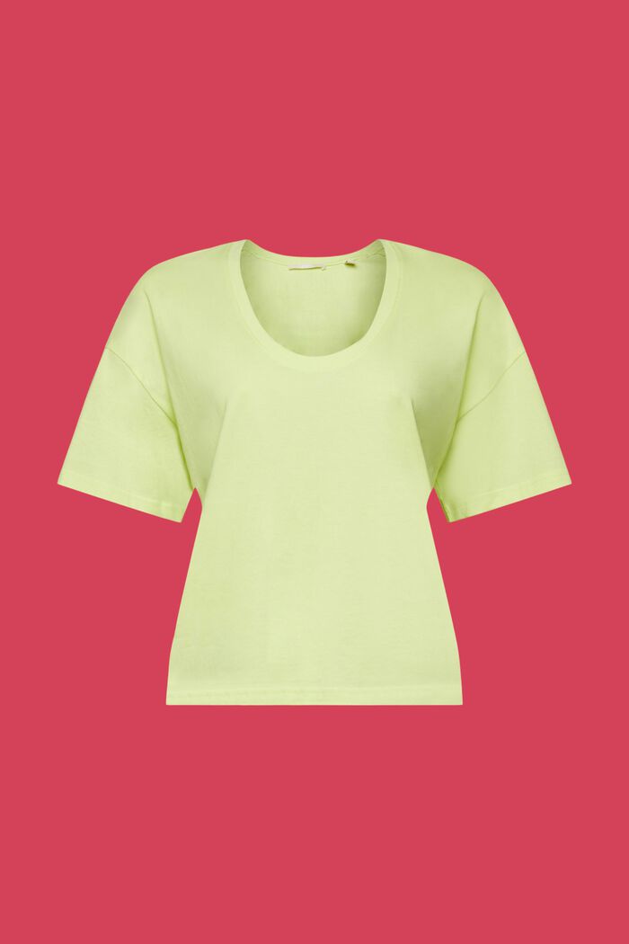 Oversize Cropped-T-Shirt, 100 % Baumwolle, LIME YELLOW, detail image number 6