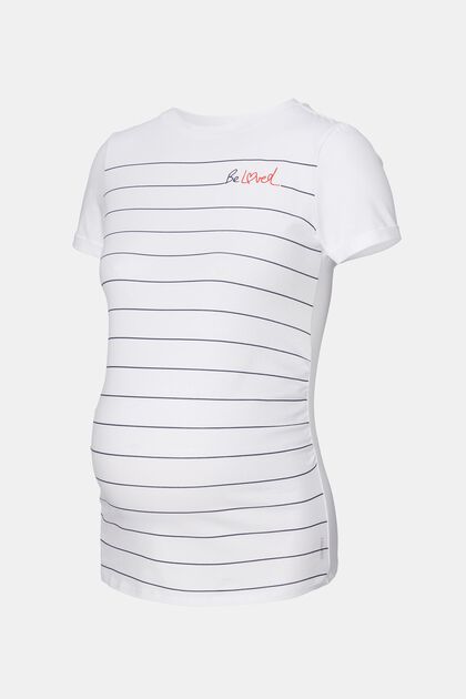 T-Shirt mit Streifen, Bio-Baumwolle, BRIGHT WHITE, overview