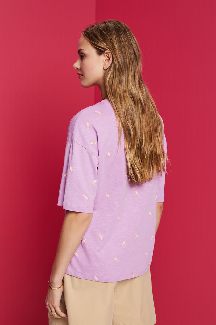 T-Shirt mit Allover-Print, 100 % Baumwolle, VIOLET, detail image number 3