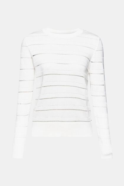 Pointelle-Pullover, OFF WHITE, overview