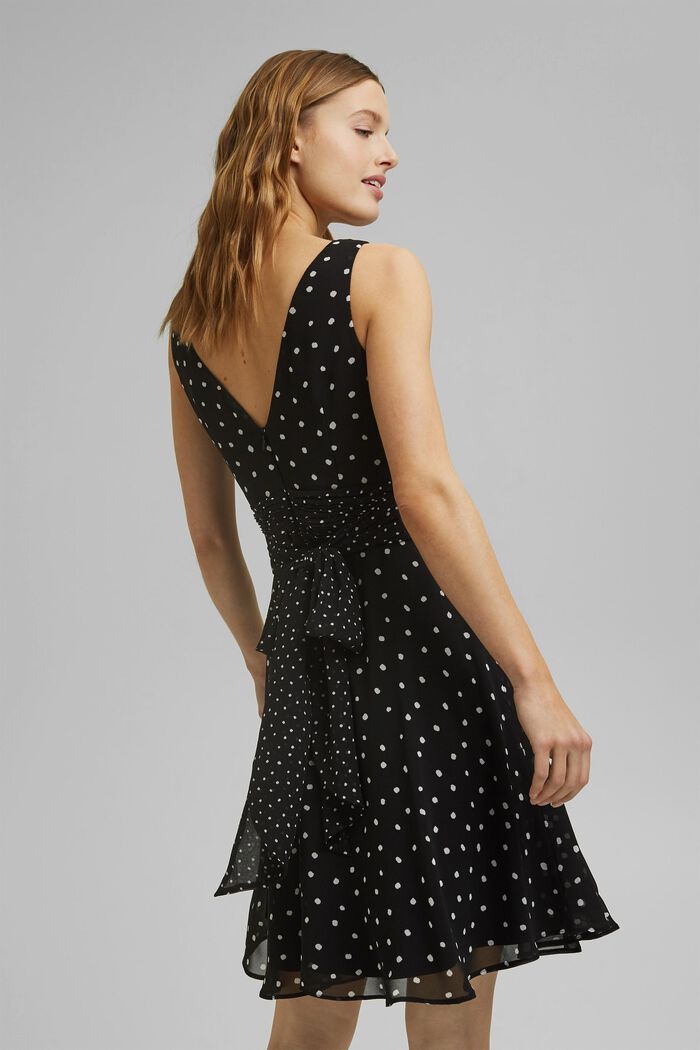 Recycelt: Chiffon-Kleid mit geraffter Taille, BLACK, detail image number 2