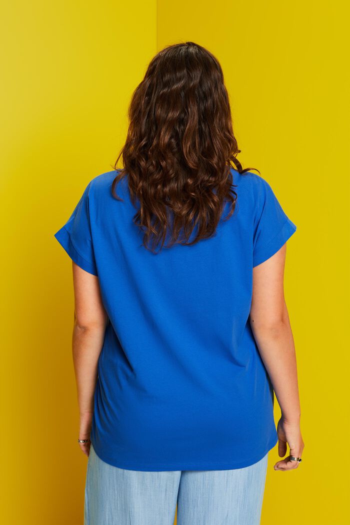 CURVY T-Shirt mit Print vorne, 100 % Baumwolle, BRIGHT BLUE, detail image number 3