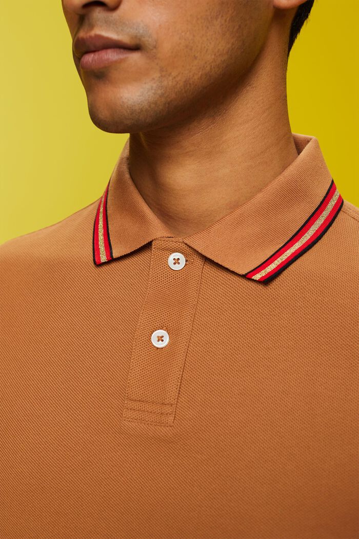 Piqué-Poloshirt mit Glitzer, 100 % Baumwolle, CAMEL, detail image number 2