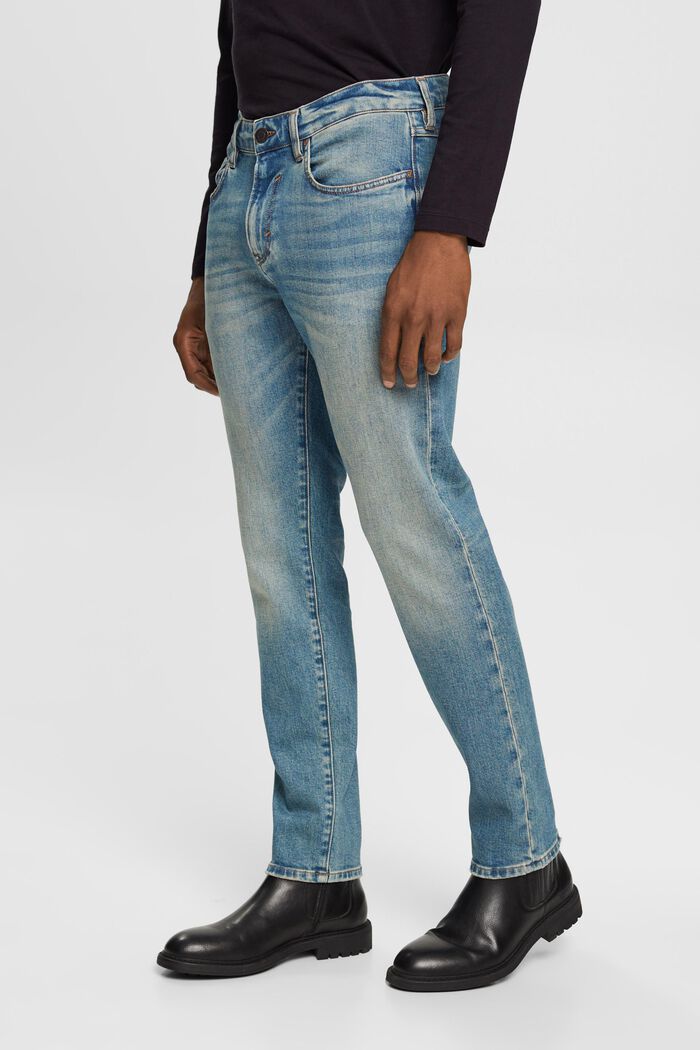 Slim Jeans im Stonewashed Look, aus Organic Cotton, BLUE MEDIUM WASHED, detail image number 1