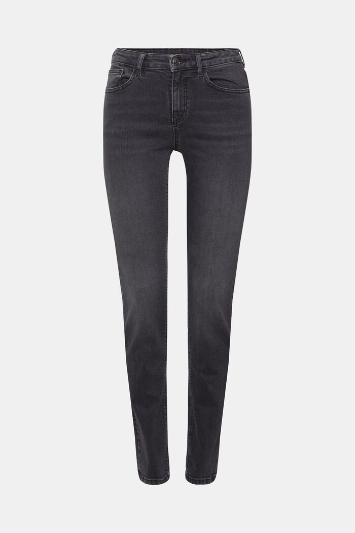 Mid-Rise-Stretchjeans in schmaler Passform, BLACK MEDIUM WASHED, detail image number 7
