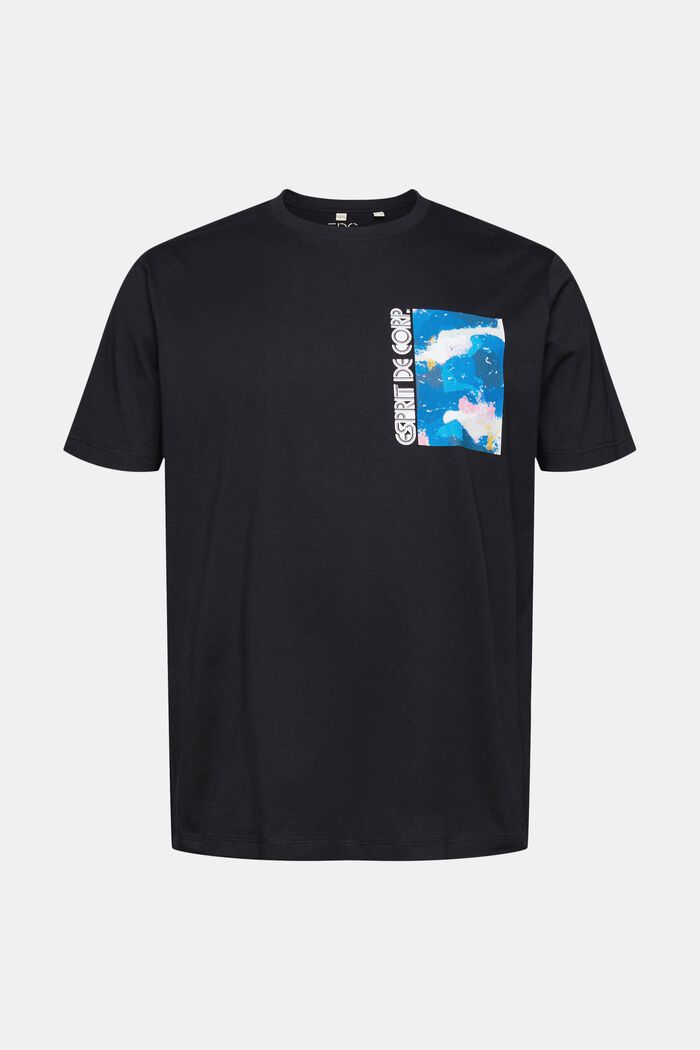 Jersey-T-Shirt mit Print, BLACK, overview