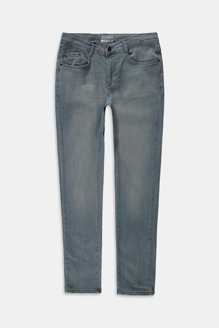Jeans mit Verstellbund, BLUE BLEACHED, overview