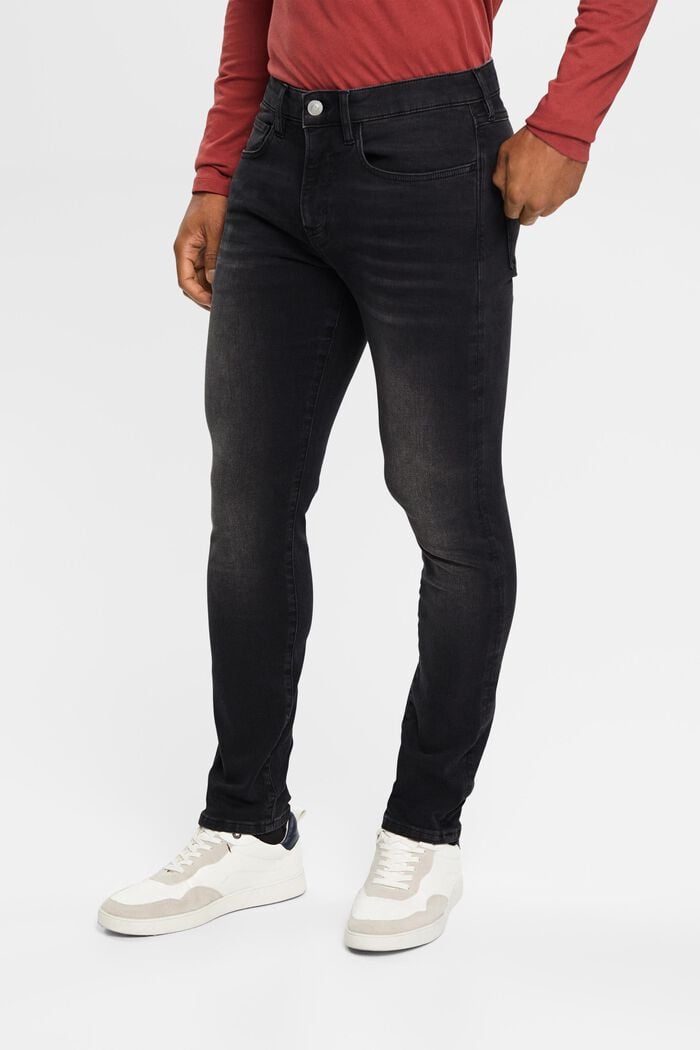 Schmale Stretch-Jeans mit mittlerer Bundhöhe, GREY MEDIUM WASHED, detail image number 0