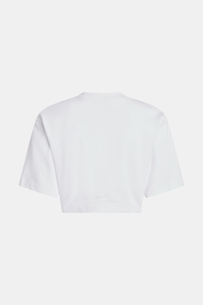 Kurz geschnittenes T-Shirt mit Indigo-Print, WHITE, detail image number 5