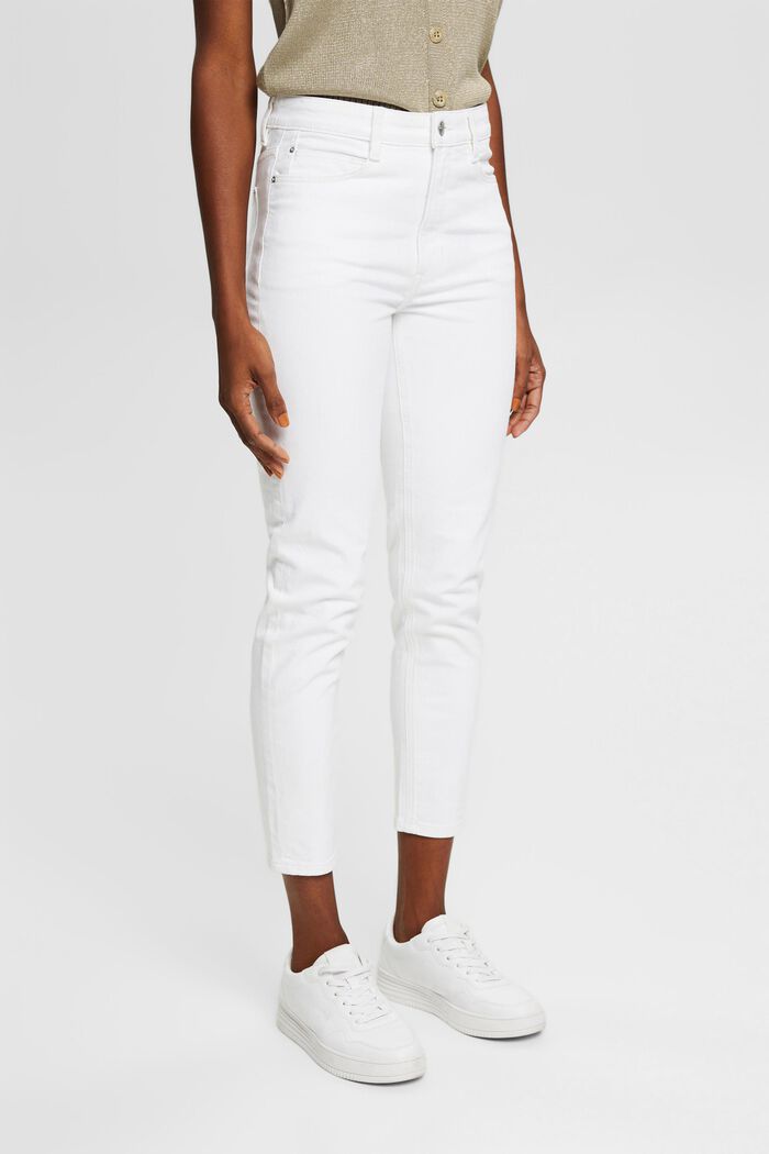 Mom Jeans aus Baumwolle, WHITE, detail image number 0