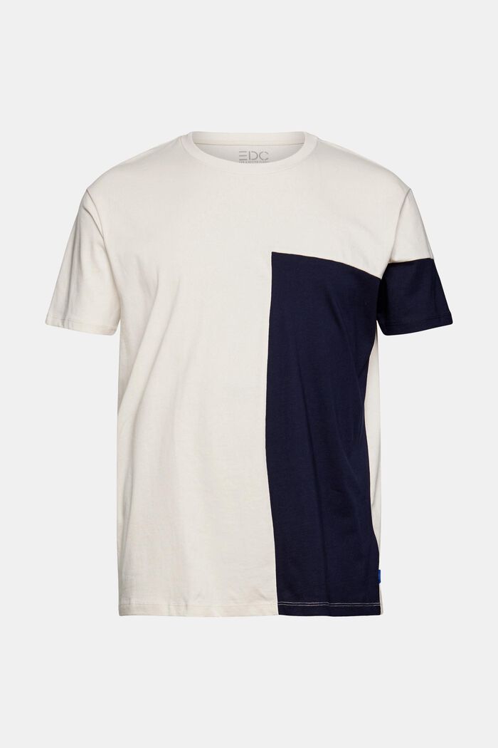 Zweifarbiges Jersey-T-Shirt, NAVY, overview