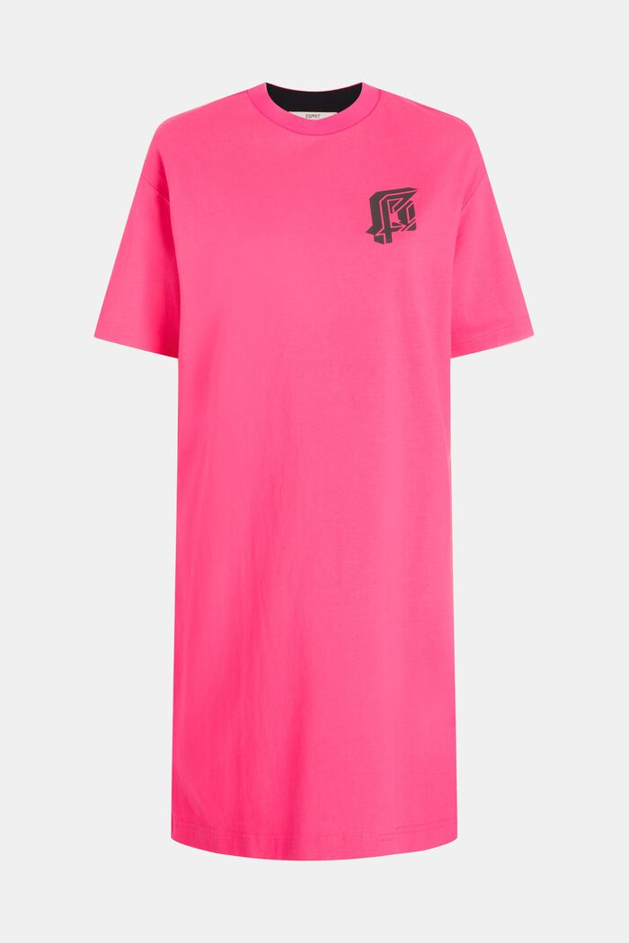 Logo-T-Shirt-Kleid mit Seitenschlitz, PINK, overview