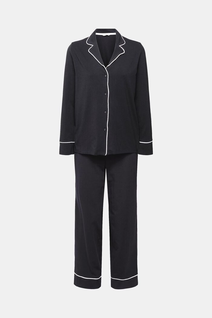 Langer Jersey-Pyjama, BLACK, detail image number 2