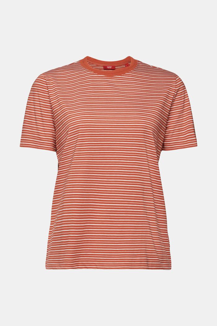 T-Shirt mit Streifen, 100% Baumwolle, TERRACOTTA, detail image number 5
