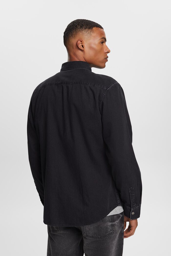 Jeanshemd aus 100 % Baumwolle, BLACK DARK WASHED, detail image number 3