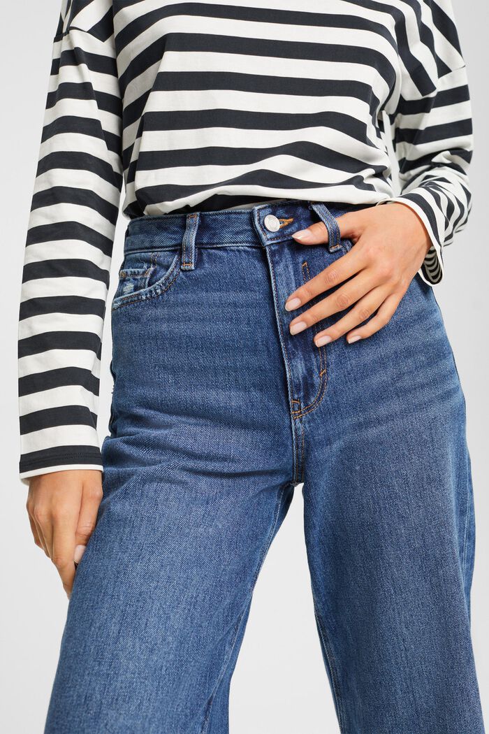 Jeans mit weitem Bein, 100 % Baumwolle, BLUE DARK WASHED, detail image number 2