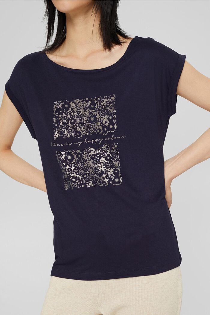 Shirt mit Metallic-Print, LENZING™ ECOVERO™, NAVY, detail image number 2