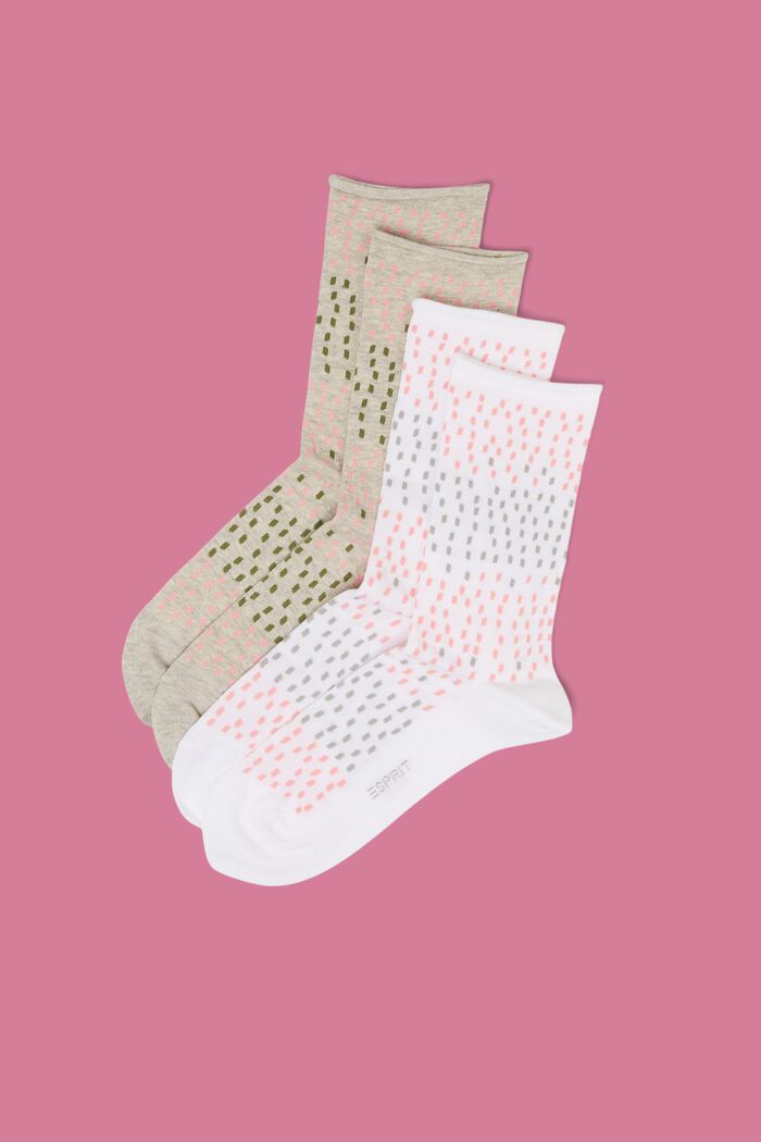 2er-Pack Socken mit Punktemuster, Bio-Baumwolle, WHITE/BEIGE, detail image number 0
