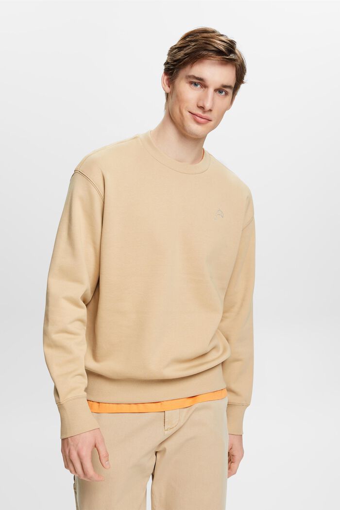Sweatshirt mit kleinem Delfinprint, SAND, detail image number 0