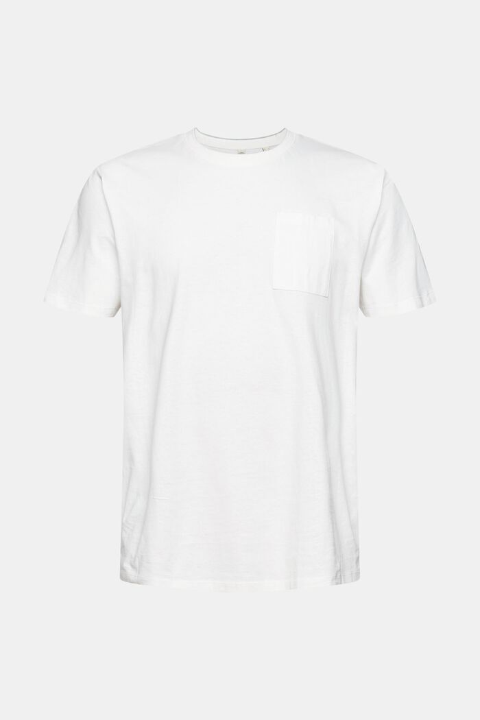 Mit Leinen: Jersey-T-Shirt mit Brusttasche, OFF WHITE, overview