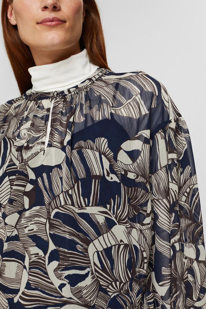 Recycelt: Chiffonbluse mit Print, NAVY, detail image number 2