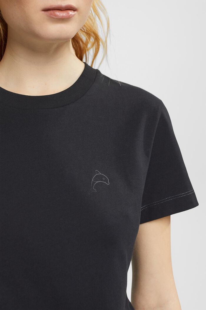Baumwoll-T-Shirt mit Delfinprint, BLACK, detail image number 2