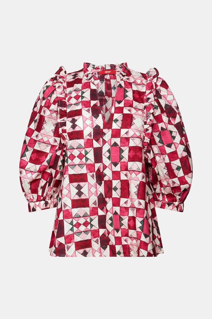 Bluse aus Baumwoll-Dobby mit Rüschenbesatz, PINK FUCHSIA, detail image number 6