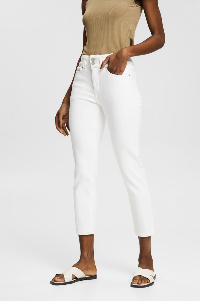 High-Rise-Jeans mit Stretch, OFF WHITE, detail image number 0