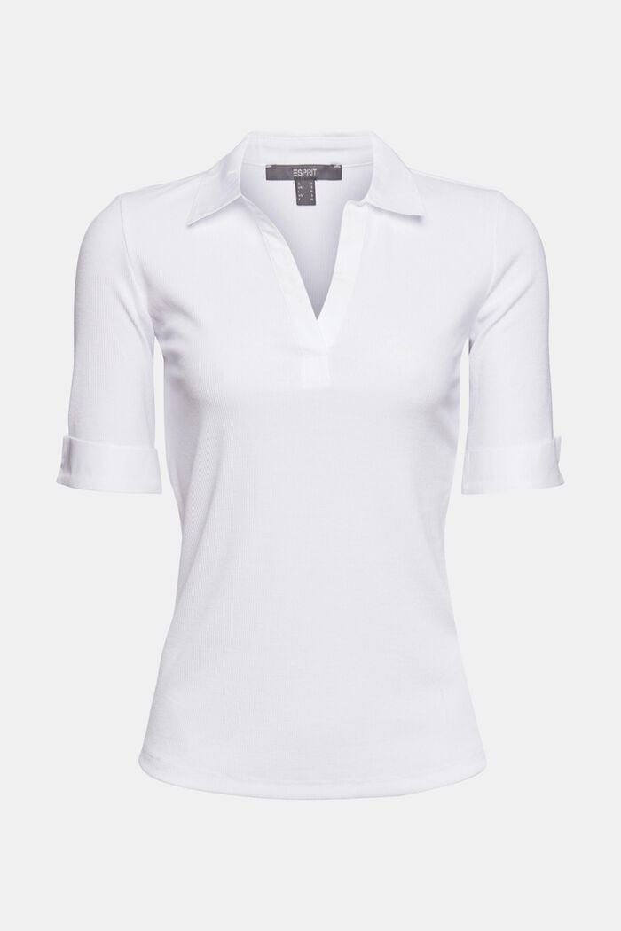 Material-Mix-Shirt mit LENZING™ ECOVERO™, WHITE, overview