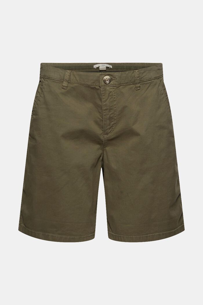 Chino-Shorts aus Pima Bio-Baumwolle/Stretch, KHAKI GREEN, overview