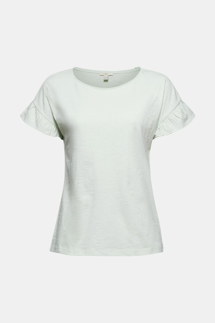 T-Shirt mit Volants, Organic Cotton, PASTEL GREEN, overview
