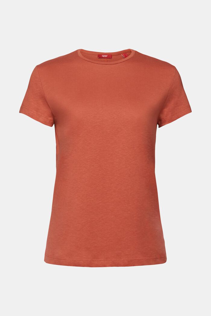 T-Shirt mit Rundhalsausschnitt, 100 % Baumwolle, TERRACOTTA, detail image number 6