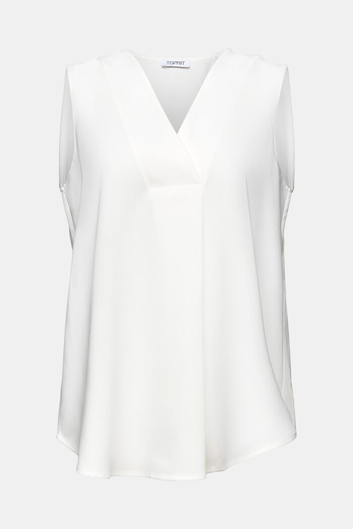 Ärmellose Bluse mit V-Ausschnitt, OFF WHITE, detail image number 5