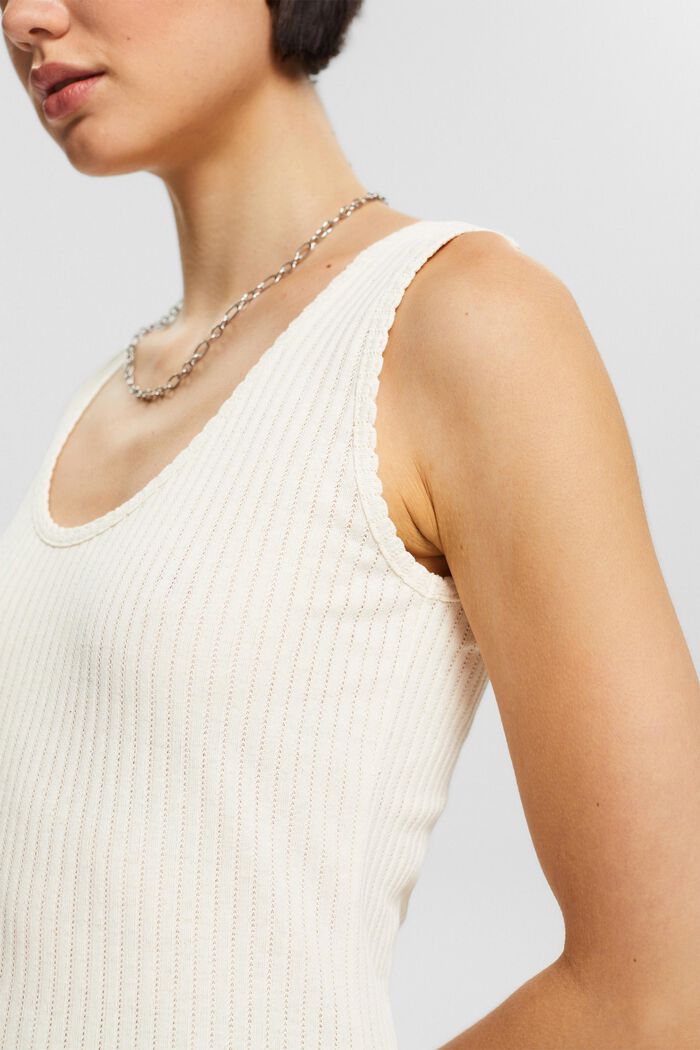 Recycelt: Top mit Pointelle-Muster, OFF WHITE, detail image number 3