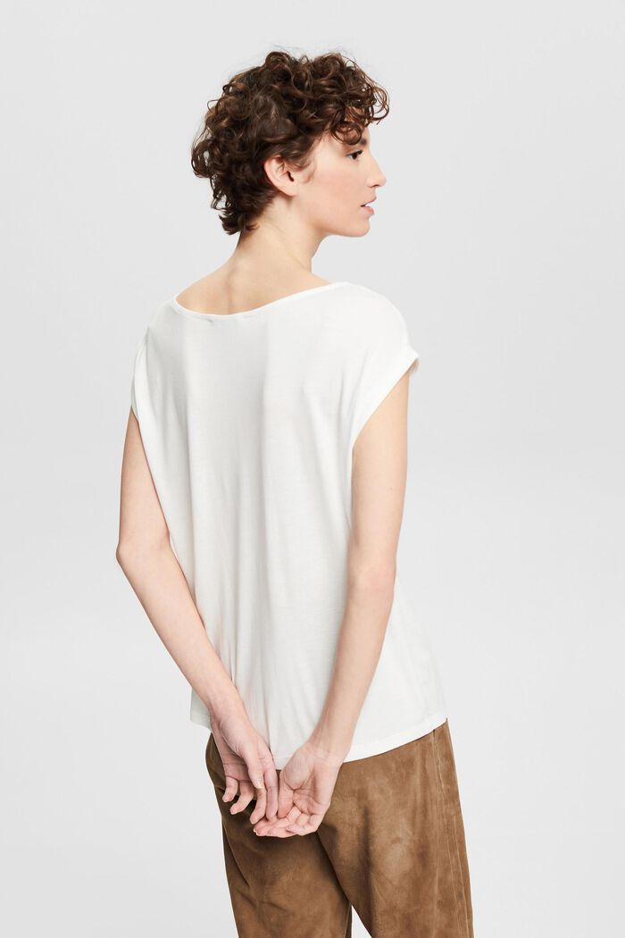 Shirt mit Metallic-Print, LENZING™ ECOVERO™, OFF WHITE, detail image number 3