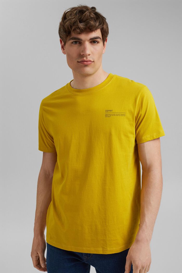 Jersey-T-Shirt mit Print, 100% Bio-Baumwolle, YELLOW, detail image number 0