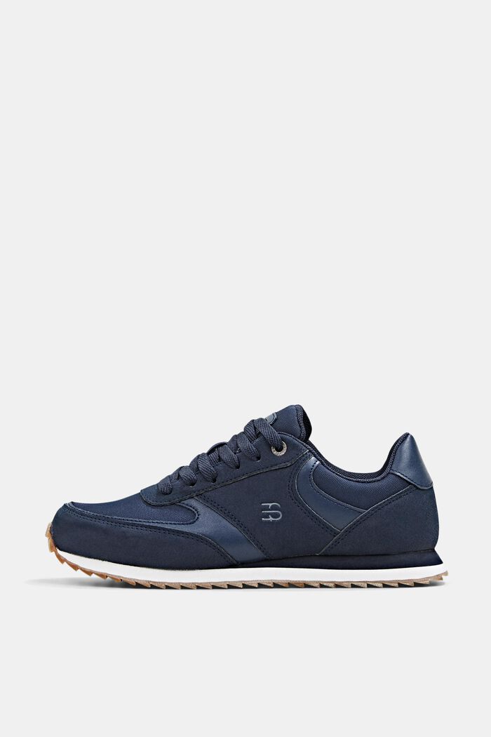 Sneaker im Material-Mix-Look, NAVY, overview
