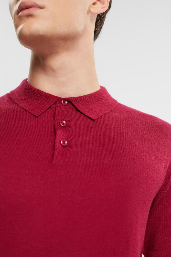 Mit TENCEL™: Langärmeliges Poloshirt, CHERRY RED, detail image number 0
