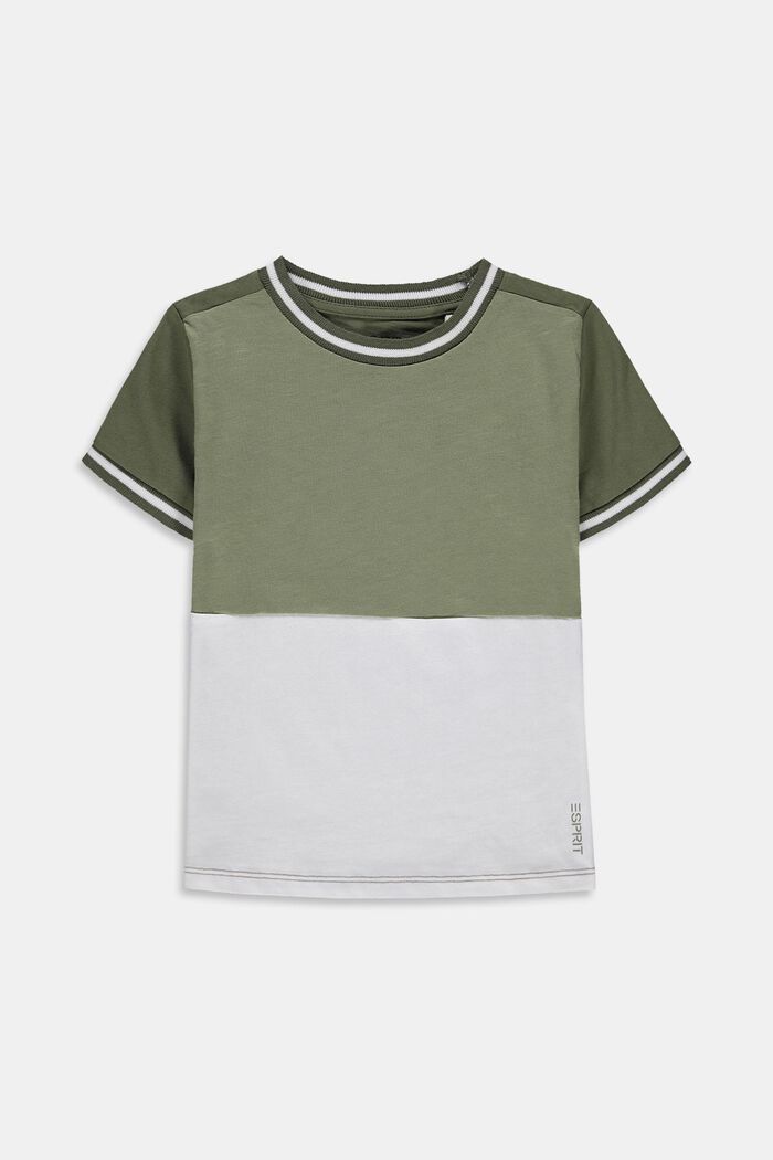Color Block-Shirt aus 100% Baumwolle, DARK KHAKI, detail image number 0