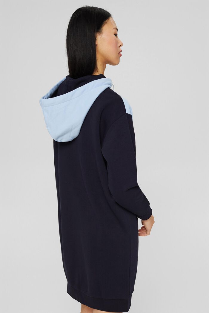 Recycelt: Hoodie-Kleid im Colorblocking-Design, NAVY, detail image number 2